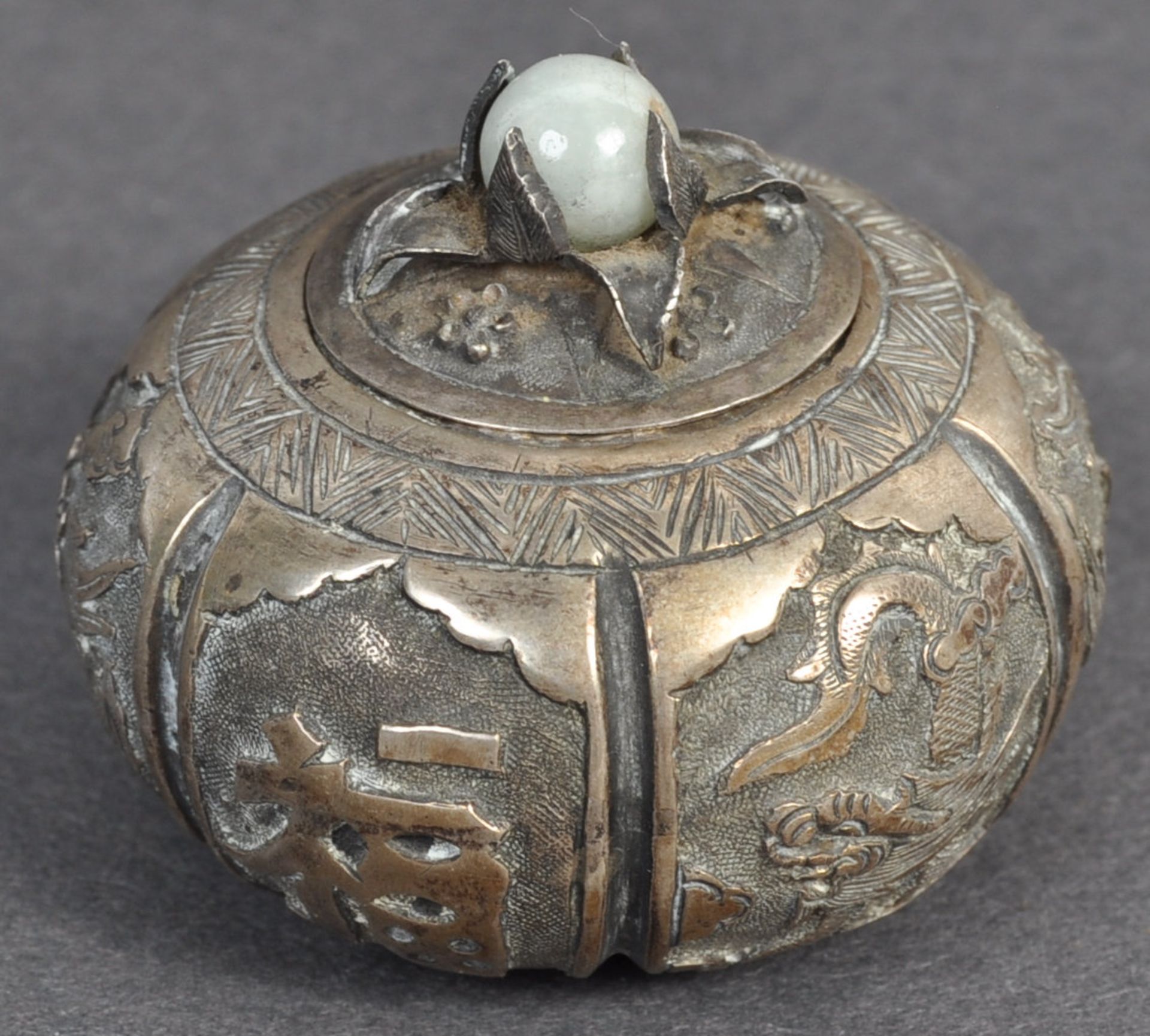 19TH CENTURY CHINESE SILVER WHITE METAL PUMPKIN