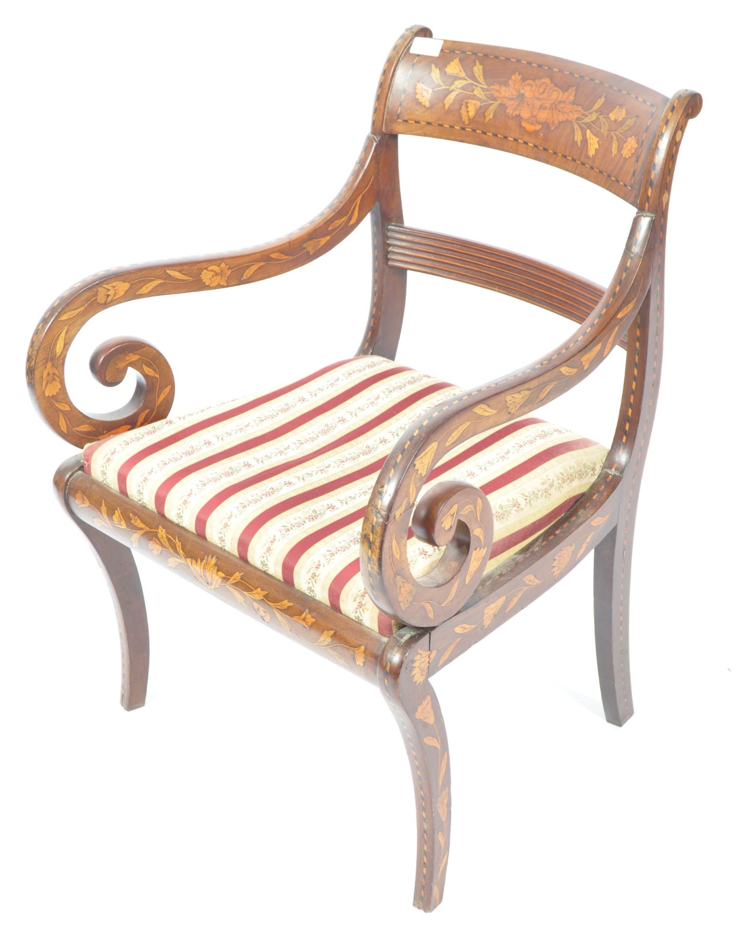 19TH CENTURY DUTCH FLORAL MARQUETRY ARM CHAIR - Image 2 of 15