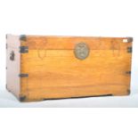 19TH CENTURY ENGLISH ANTIQUE CAMPHORWOOD SHIPPING TRUNK