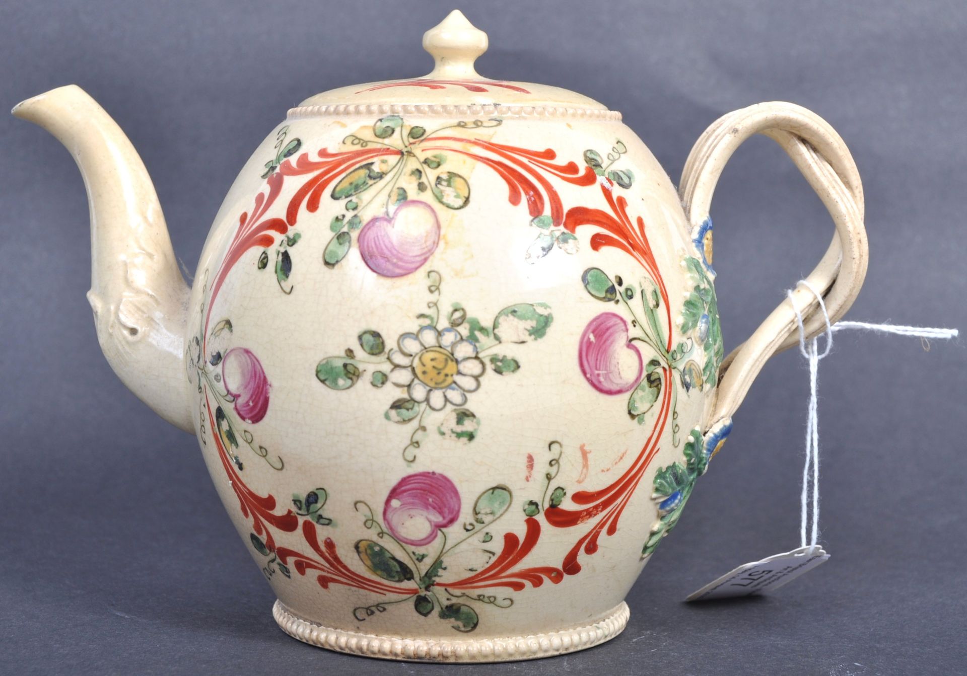 18TH CENTURY GEORGIAN ENGLISH ANTIQUE CREAMWARE TEAPOT