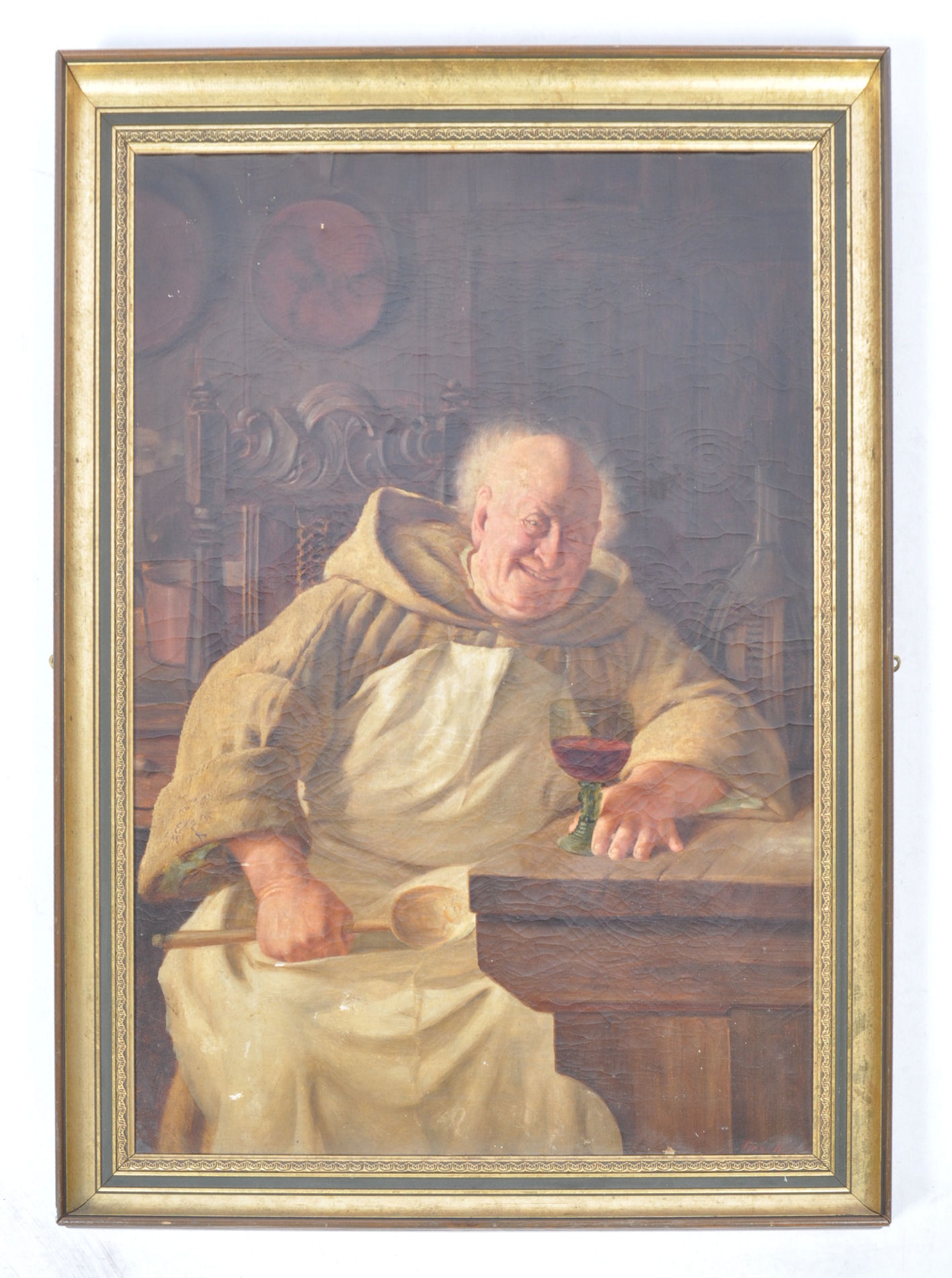 FRANK HYDE - 1849-1937 - LARGE OIL ON CANVAS PAINTING OF A MONK