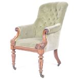 BELIEVED GILLOWS WILLIAM IV ROSEWOOD FRAMED ARM CHAIR