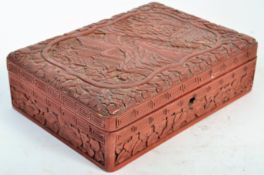 19TH CENTURY CHINESE RED & BLACK LACQUER WOODEN BOX