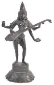 19TH CENTURY BLACKENED BRONZE OF INDIAN DEITY SARASWATI