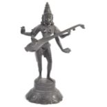 19TH CENTURY BLACKENED BRONZE OF INDIAN DEITY SARASWATI