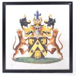 LAREG HAND PAINTED HERALDIC CREST COAT OF ARMS PAINTING