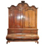 STUNNING 19TH CENTURY BOMBE DUTCH MAHOGANY WARDROBE