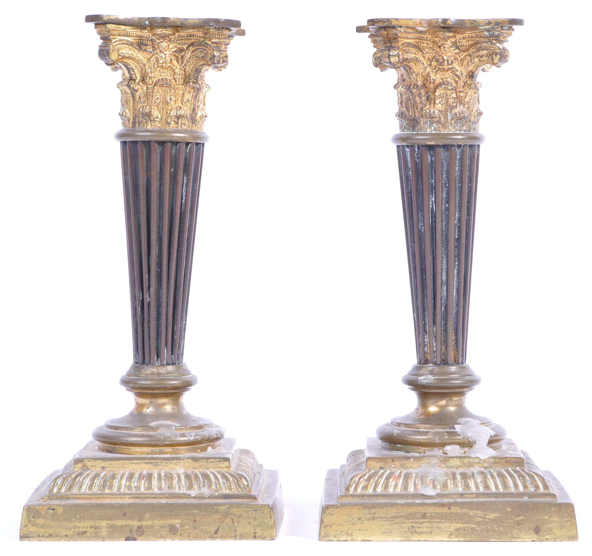 PAIR OF 19TH CENTURY GEORGIAN REGENCY PERIOD ORMOLU CANDLESTICKS