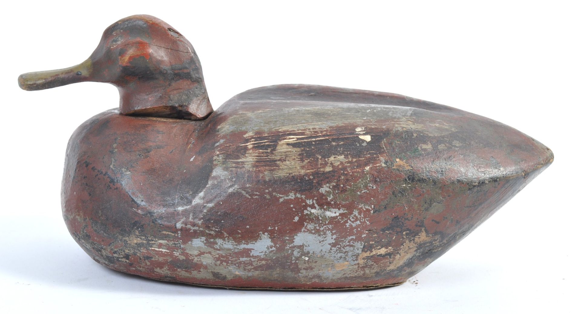 19TH CENTURY RARE CARVED DECOY DUCK ON TIN BASE - Bild 4 aus 5