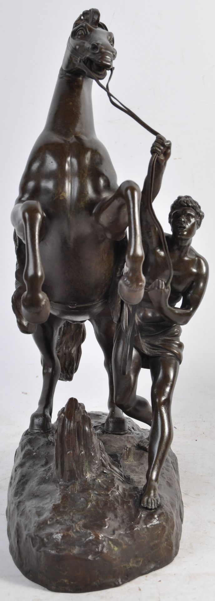 PAIR OF FRENCH ANTIQUE BRONZE MARLY HORSES AFTER COUSTOU - Image 10 of 14