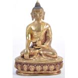 19TH CENTURY CHINESE GILDED BRONZE ORMOLU BUDDHA