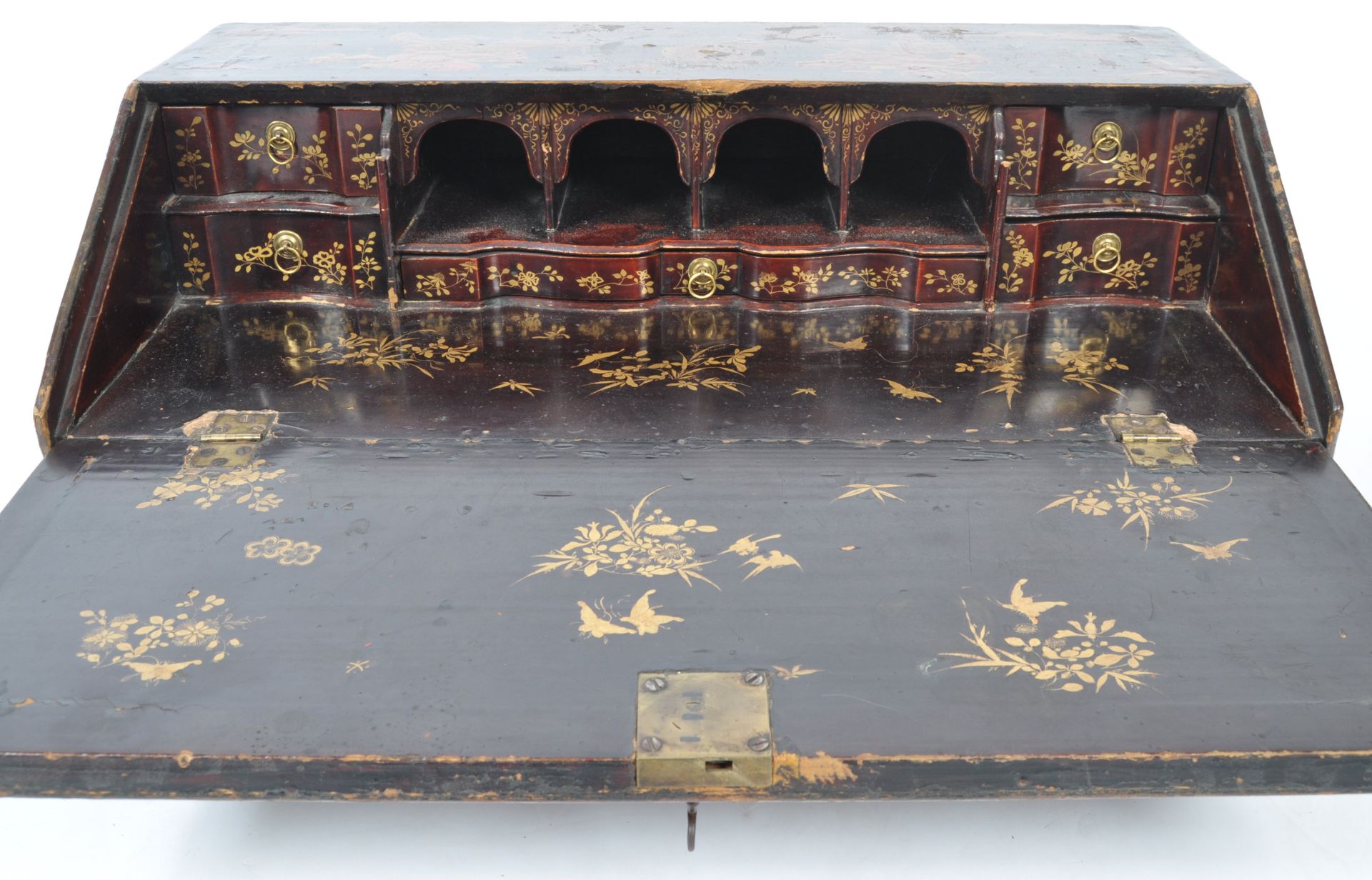 18TH CENTURY ENGLISH CHINOISERIE BLACK LACQUER TABLE BOX - Bild 6 aus 16