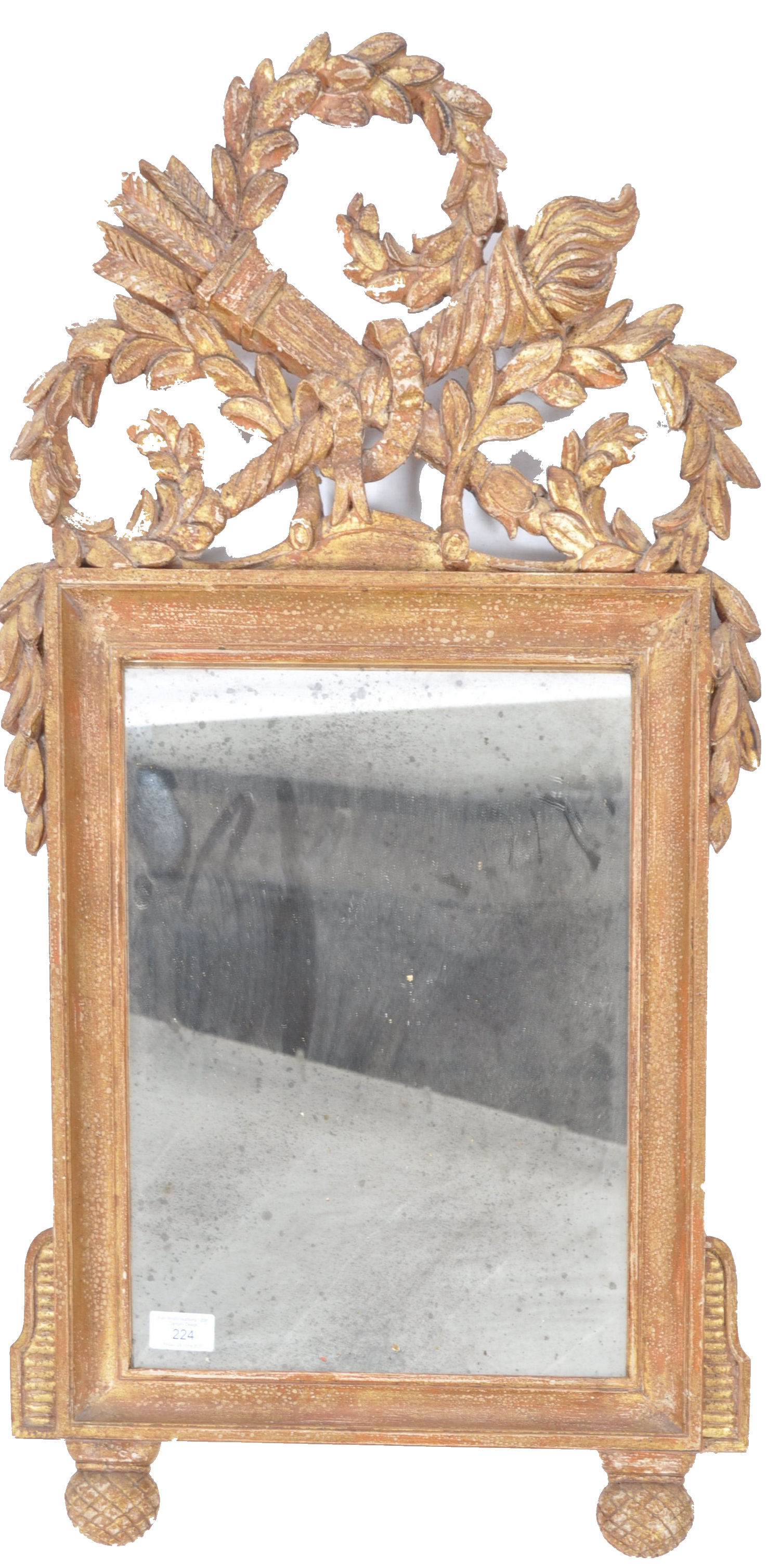 19TH CENTURY ITALIAN GILT WOOD WALL MIRROR WITH QUIVER & TORCH - Image 6 of 6