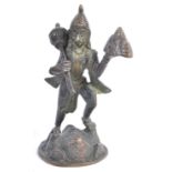 19TH CENTURY HINDU BRONZE OF HANUMAN WITH GANDHAMADAN HERB MOUNTAIN