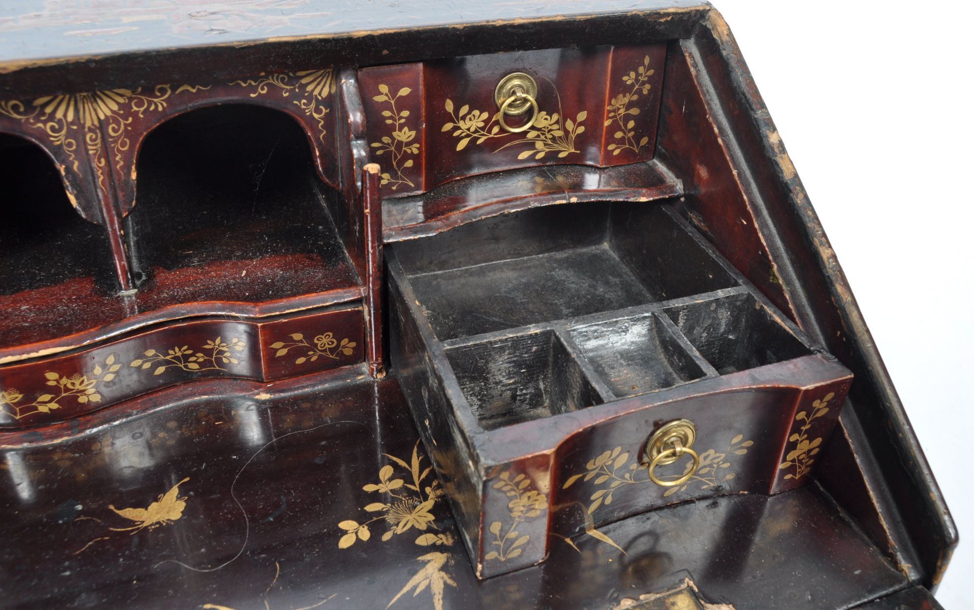 18TH CENTURY ENGLISH CHINOISERIE BLACK LACQUER TABLE BOX - Bild 10 aus 16