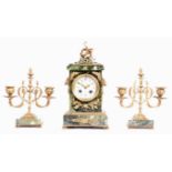 JAPY FRERES FRENCH GREEN MARBLE AND ORMOLU CLOCK