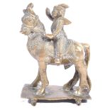 19TH CENTURY ANTIQUE HINDU BRONZE AIYANAR ON HORSE TOY