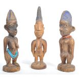 TRIBAL ANTIQUITIES - TRIO OF YORUBA IBEJI TRIBAL FIGURES