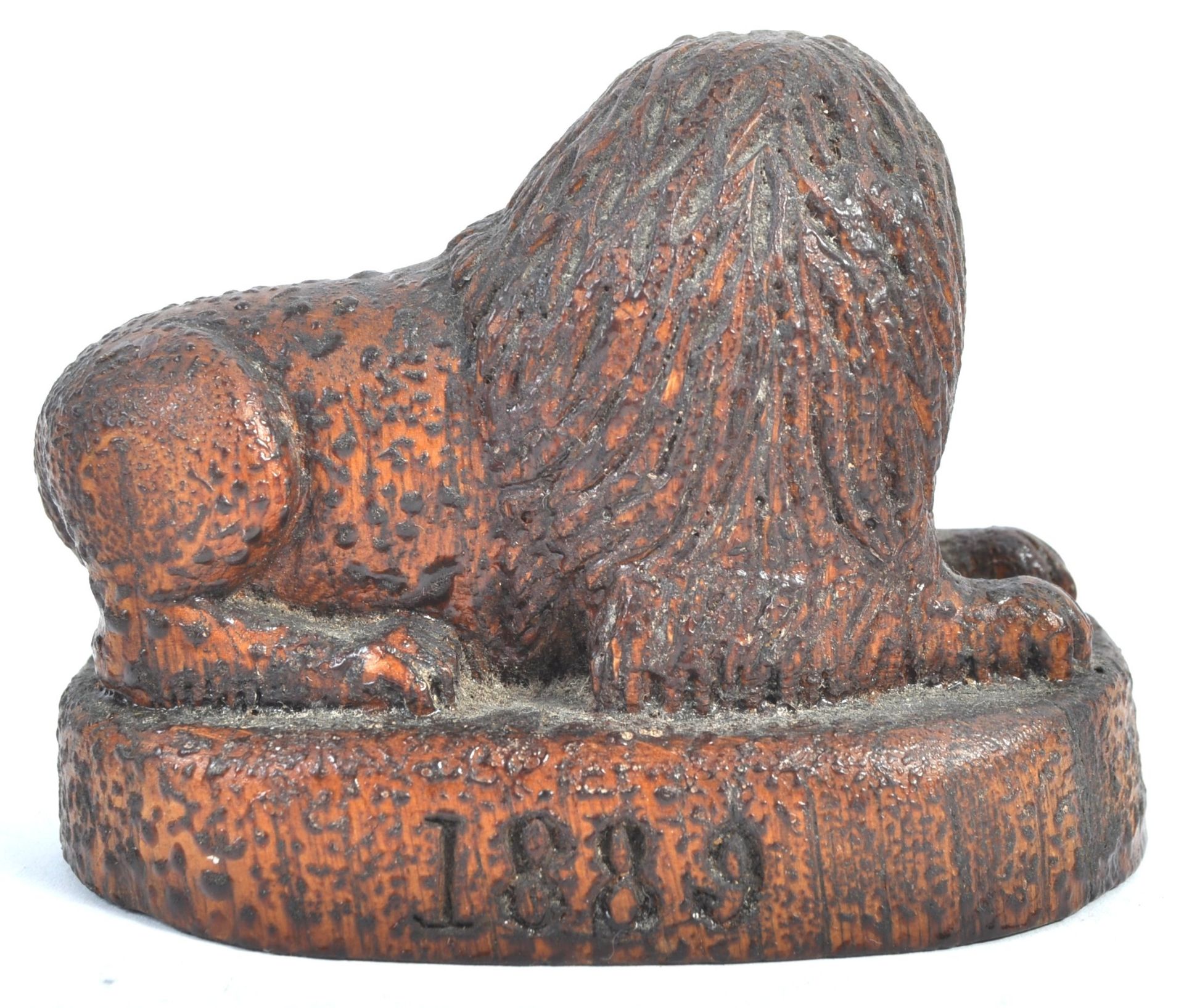 CHARMING 19TH CENTURY VICTORIAN CARVED TREEN LION PAPERWEIGHT FIGURE - Bild 4 aus 7