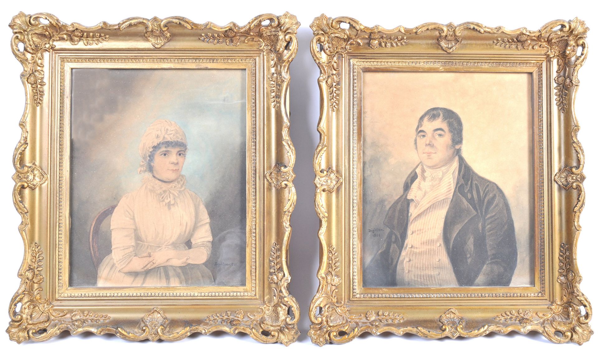 DIGHTON THE ELDER PAIR OF 1800 PORTRAIT PAINTINGS