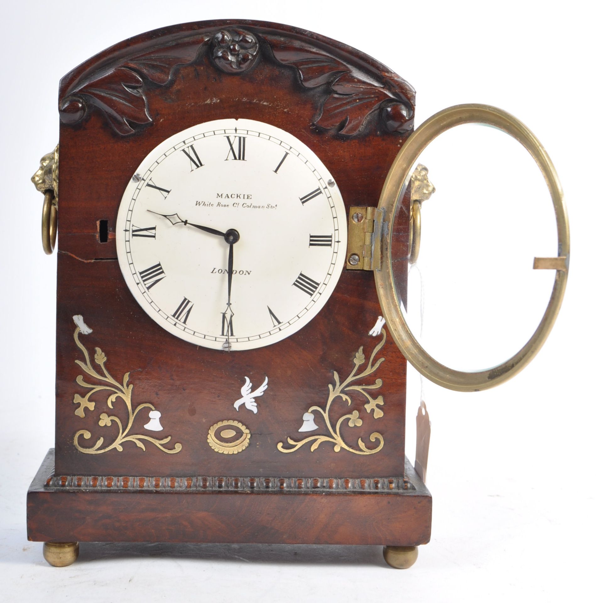 MACKIE OF LONDON WILLIAM IV MAHOGANY CASED MANTLE CLOCK - Bild 5 aus 9