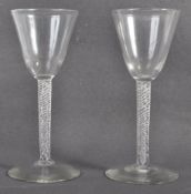 18TH CENTURY GEORGIAN DRINKING WINE GLASS PAIR WIT