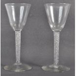 18TH CENTURY GEORGIAN DRINKING WINE GLASS PAIR WIT