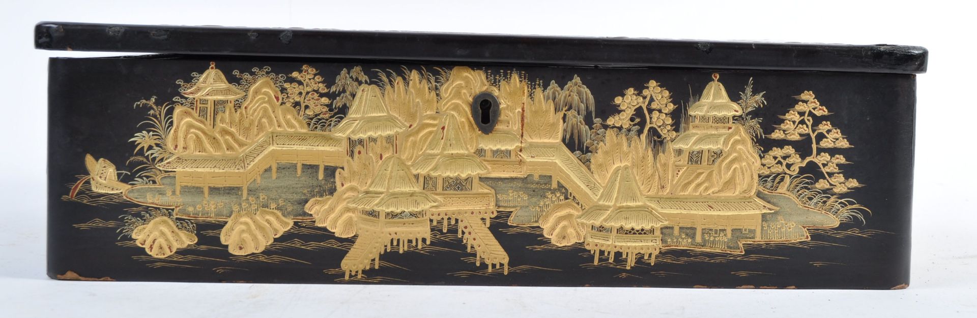 19TH CENTURY CHINESE ANTIQUE BLACK LACQUER WORKBOX - Bild 3 aus 16