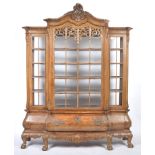 19TH CENTURY DUTCH WALNUT BREAKFRONT VITRINE CABINET