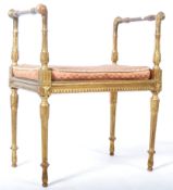 19TH CENTURY GEORGIAN ANTIQUE GILT WOOD WINDOW SEAT RAISED ON REEDED LEGS