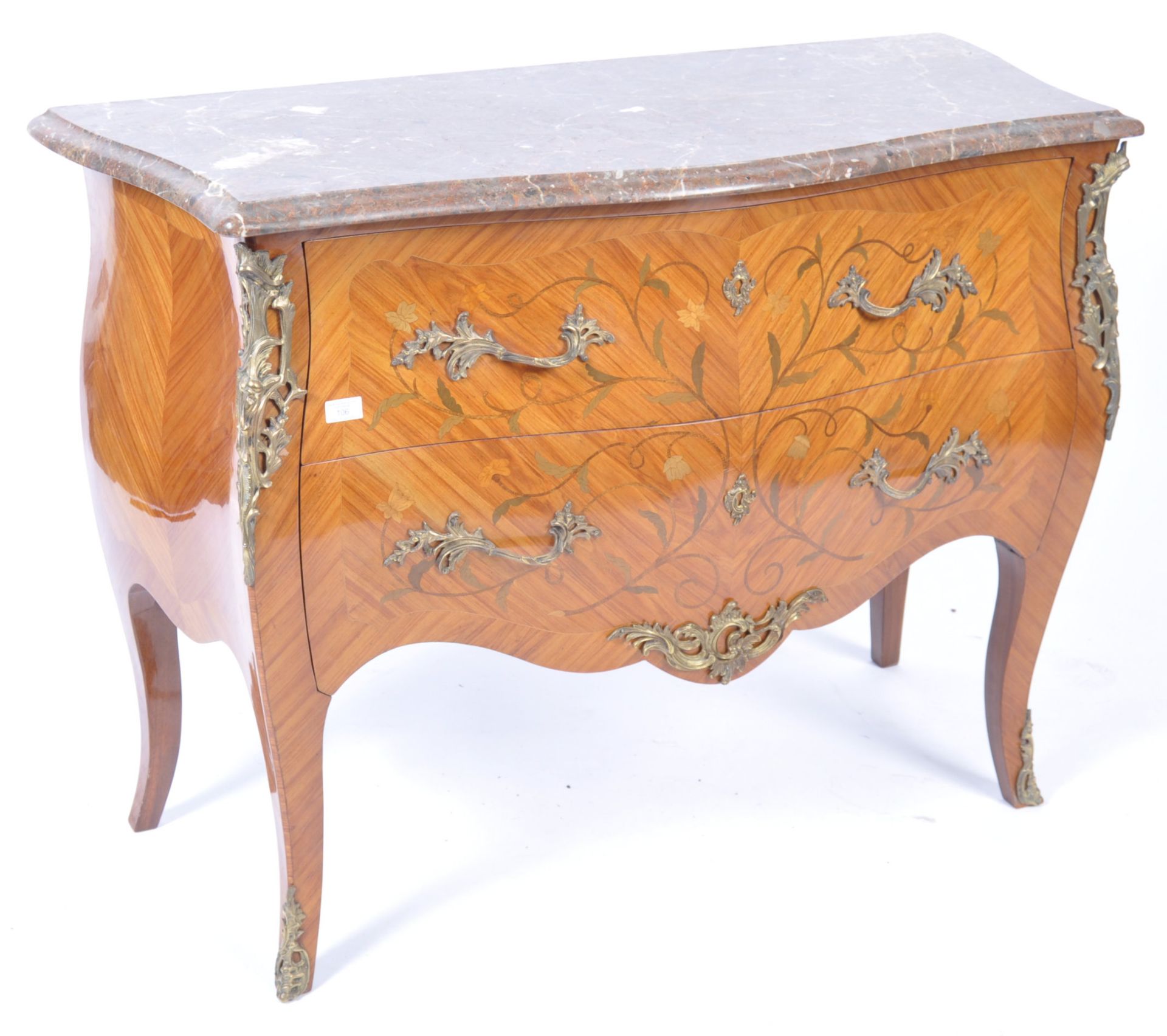 FRENCH LOUIS XV MANNER KINGWOOD MARBLE TOPPED COMMODE CHEST - Bild 2 aus 7