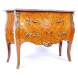 FRENCH LOUIS XV MANNER KINGWOOD MARBLE TOPPED COMMODE CHEST