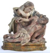 RARE 17TH CENTURY ITALIAN HAND CARVED WOODEN DEPICTION OF THE PIETA
