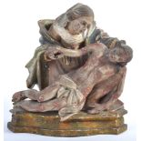 RARE 17TH CENTURY ITALIAN HAND CARVED WOODEN DEPICTION OF THE PIETA