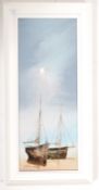 DAVID CHAMBERS - ANCHORED BOATS BENEATH A MOONLIT SKY PAINTING