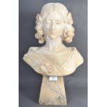 19TH CENTURY VICTORIAN ANTIQUE MARBLE BUST OF A GIRL RAISED ON A PEDESTAL BASE