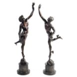AFTER GIAMBOLOGNA - A PAIR OF BRONZES IN THE FORMS OF MERCURY AND FORTUNA