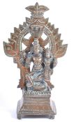 RARE 19TH CENTURY HINDU BRONZE LAKSHMI NARAYAN ALTAR GROUP