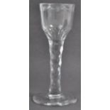 GEORGIAN ENGLISH ANTIQUE WINE GLASS WITH EGG AND D