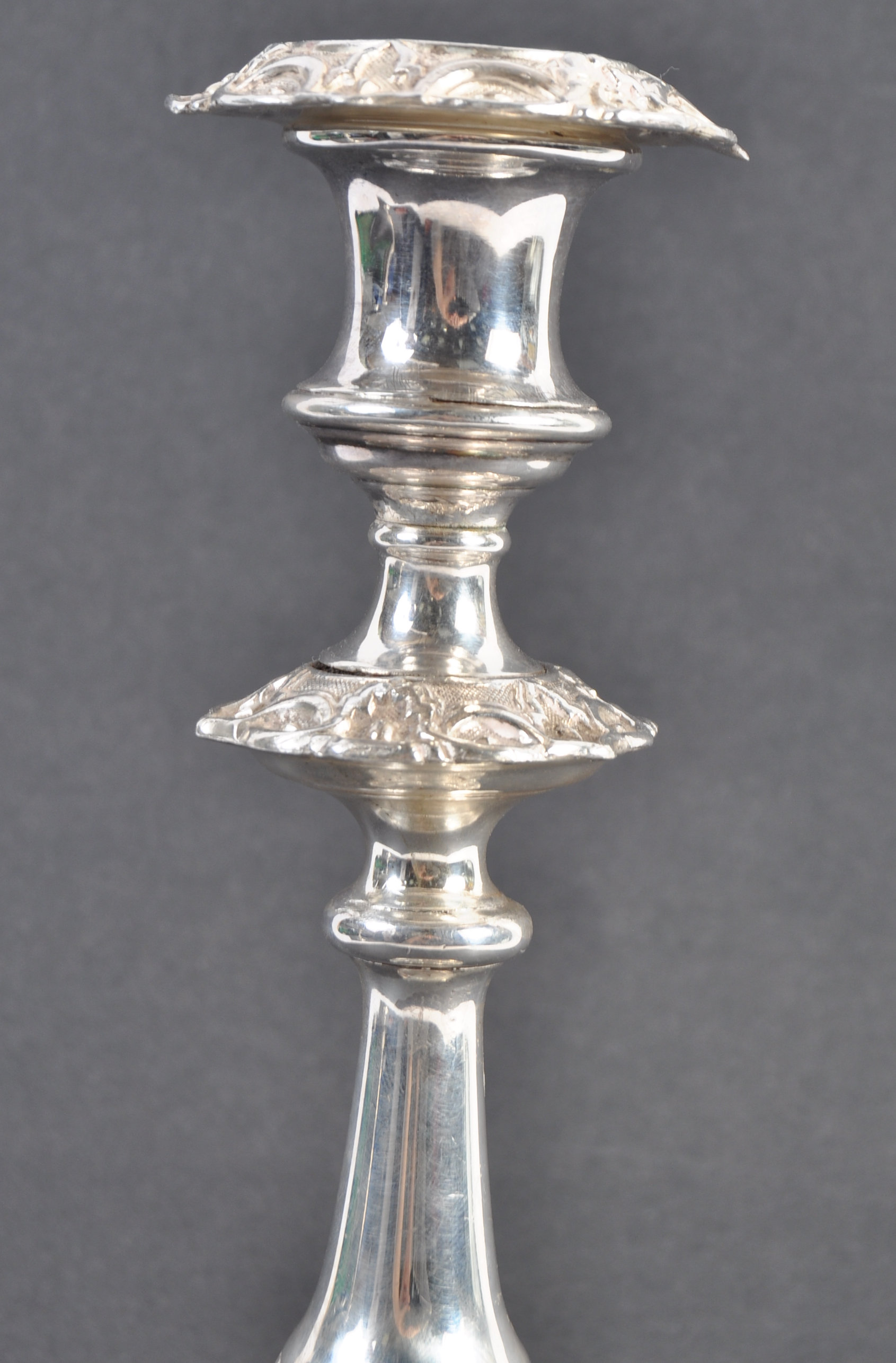 PAIR OF 19TH CENTURY SILVER WARRANTED TABLE CANDLESTICKS - Image 2 of 6