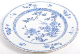 19TH CENTURY CHINESE QING DYNASTY BLUE AND WHITE CHARGER PLATE