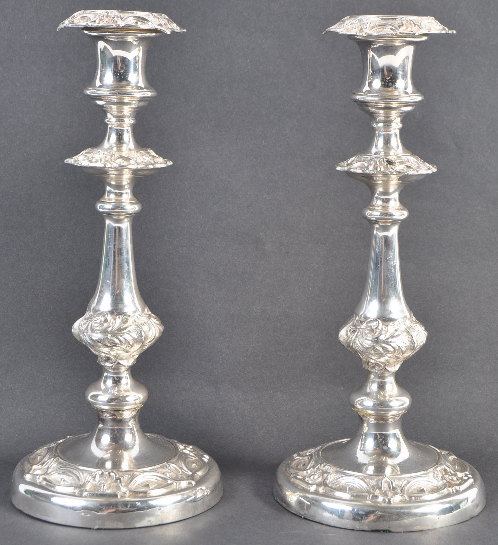 PAIR OF 19TH CENTURY SILVER WARRANTED TABLE CANDLESTICKS