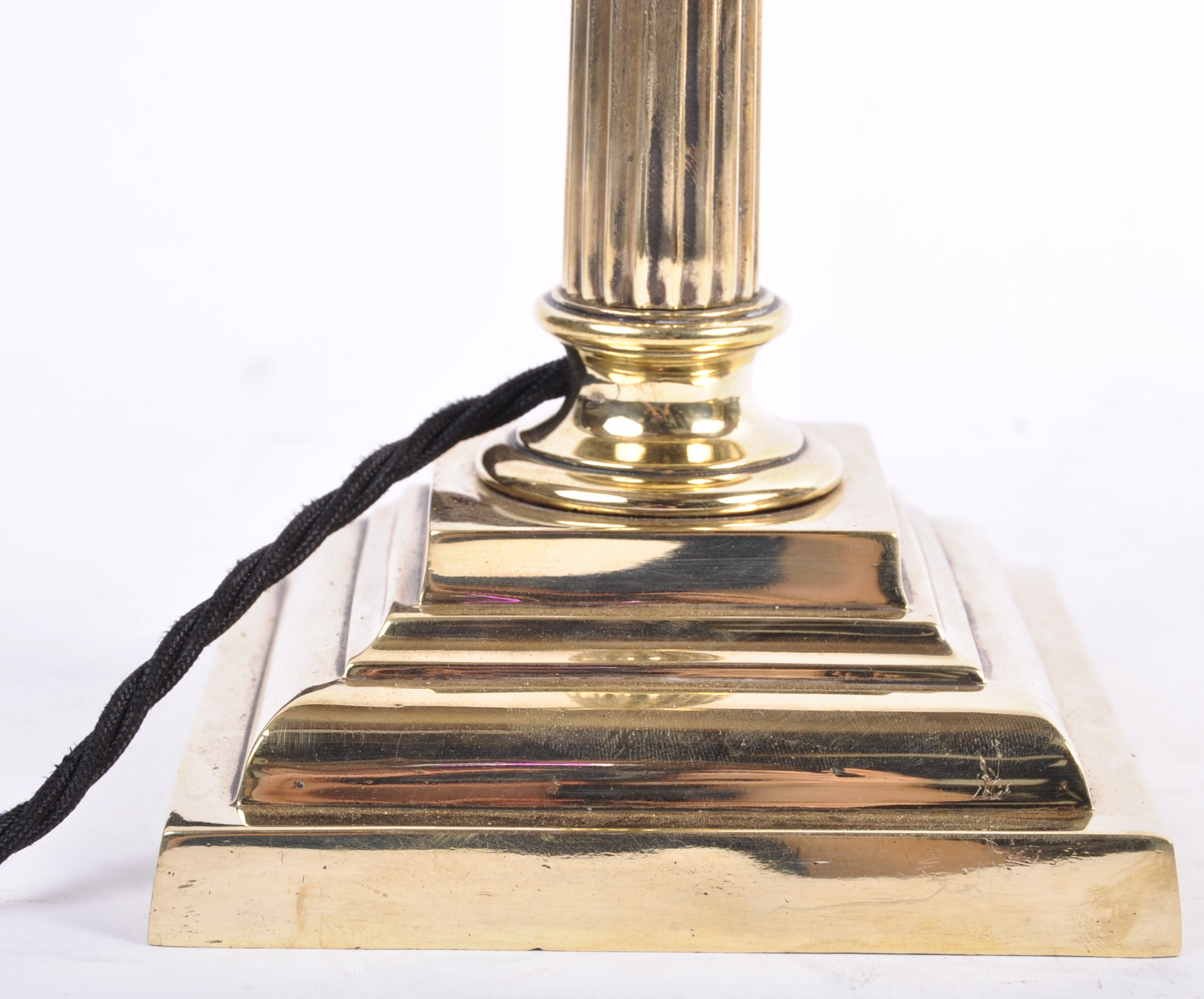 EARLY 20TH CENTURY ANTIQUE POLISHED BRASS CORINTHIAN COLUMN LAMP LIGHTING - Image 3 of 5