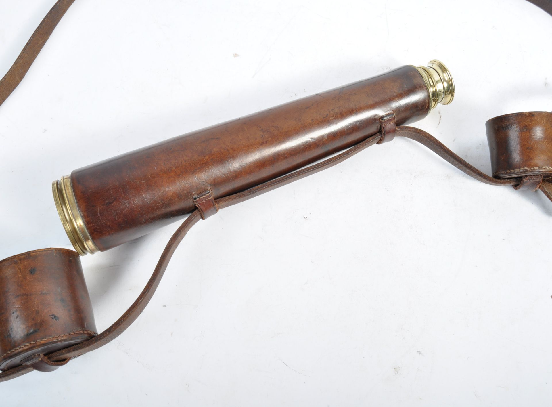 RARE LAWRENCE AND MAYO BRASS TELESCOPE IN LEATHER CASE - Bild 2 aus 3