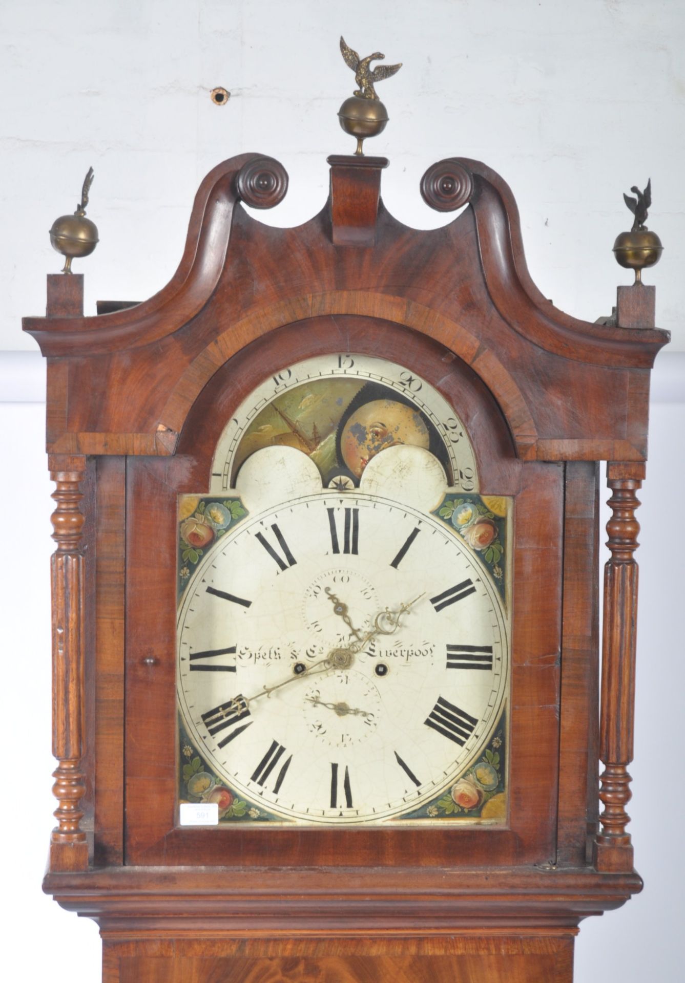 18TH CENTURY GEORGIAN ENGLISH MAHOGANY EIGHT DAY LONG CASE GRANDFATHER CLOCK - Bild 2 aus 10