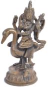 19TH CENTURY INDIAN BRONZE FIGURE OF SARASVATI ON SWAN