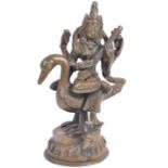 19TH CENTURY INDIAN BRONZE FIGURE OF SARASVATI ON SWAN