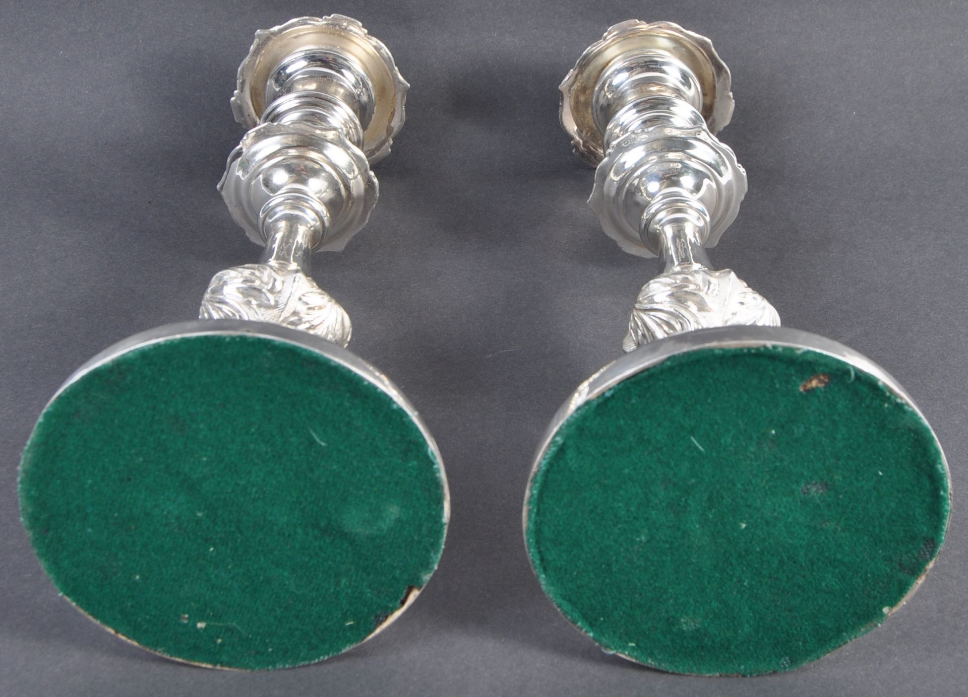 PAIR OF 19TH CENTURY SILVER WARRANTED TABLE CANDLESTICKS - Bild 6 aus 6