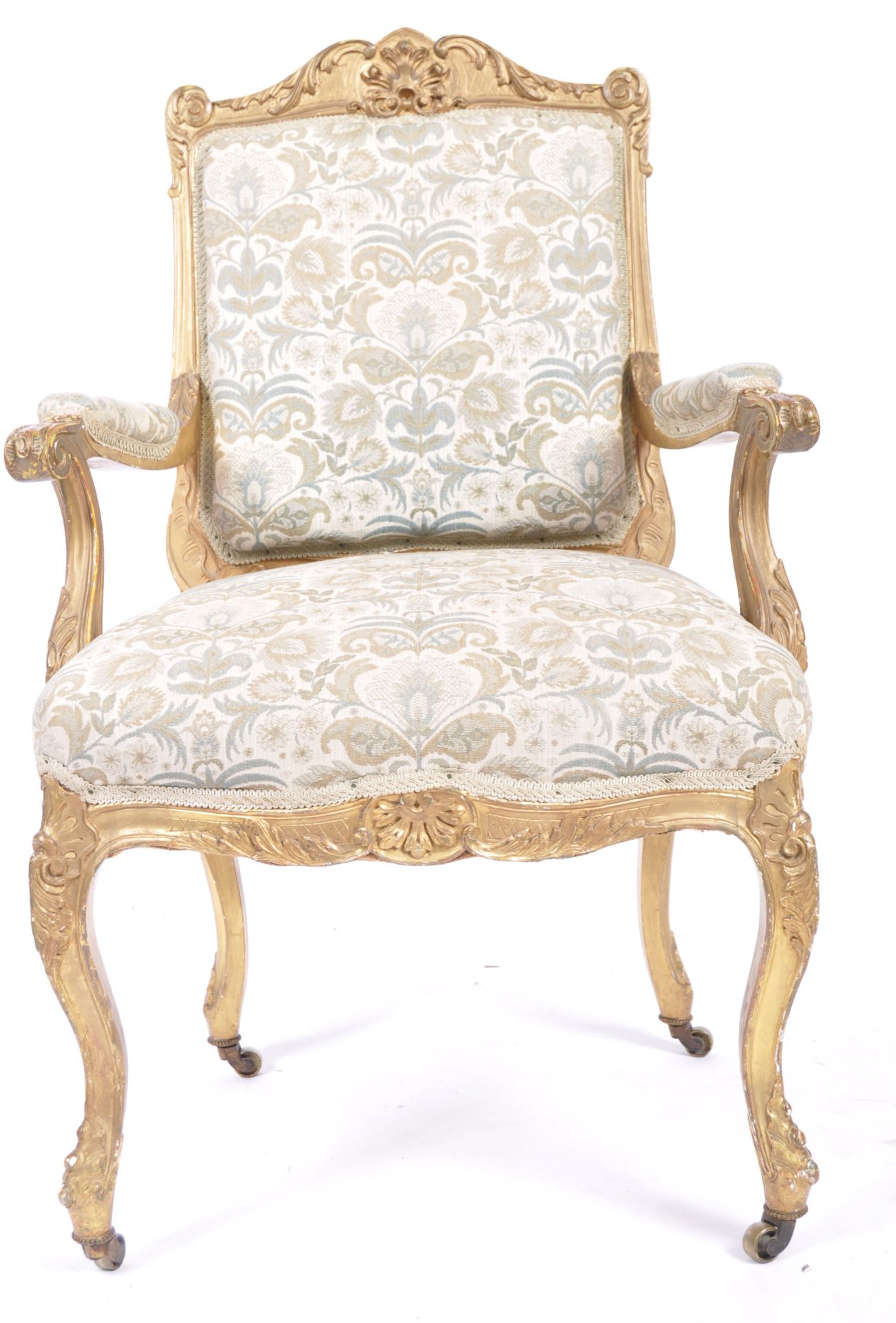 19TH CENTURY FRENCH GILTWOOD FAUTEUIL ARMCHAIR - Bild 5 aus 9