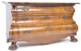 19TH CENTURY DUTCH BOMBE WALNUT COMMODE CHEST OF DRAWERS